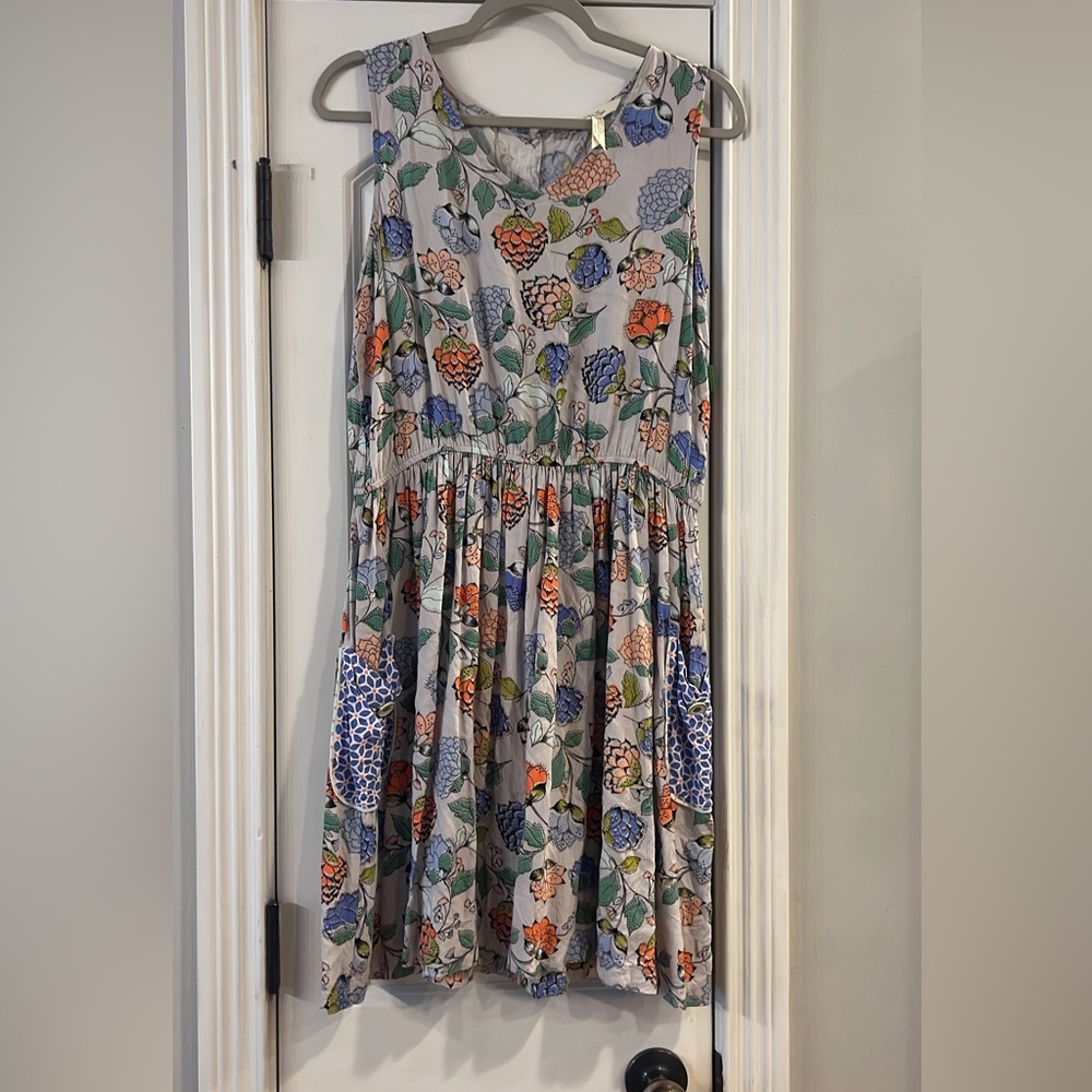 Matilda Jane dress with detailed pockets and on back of dress size large